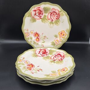 Pier 1 AUDREY Dinner Plates set of 4 11"  Floral Cottage Core English Garden